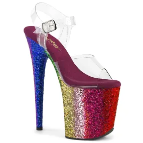 8 Inch Heel FLAMINGO-808RBG Rainbow Glitter