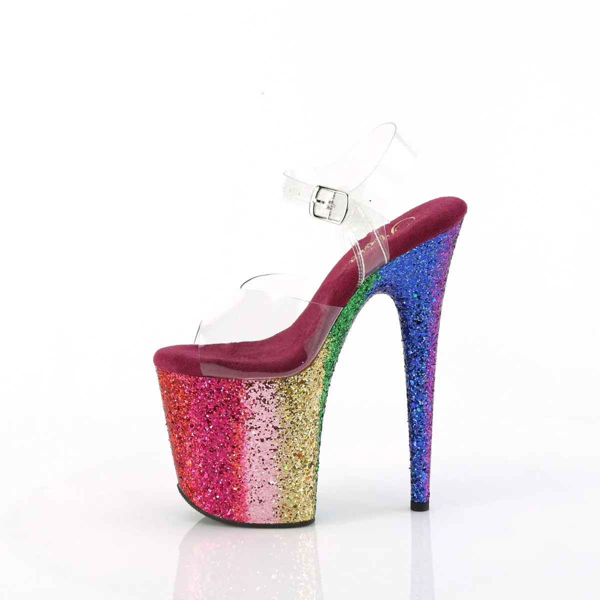 8 Inch Heel FLAMINGO-808RBG Rainbow Glitter