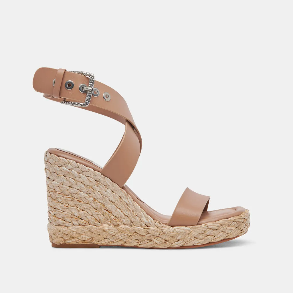 ALDONA Wedges Cafe Leather | Cafe Braided Raffia & Leather Sandals– Dolce Vita 6882427306050