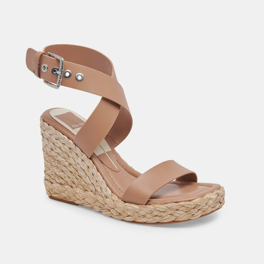 ALDONA Wedges Cafe Leather | Cafe Braided Raffia & Leather Sandals– Dolce Vita 6882427306050