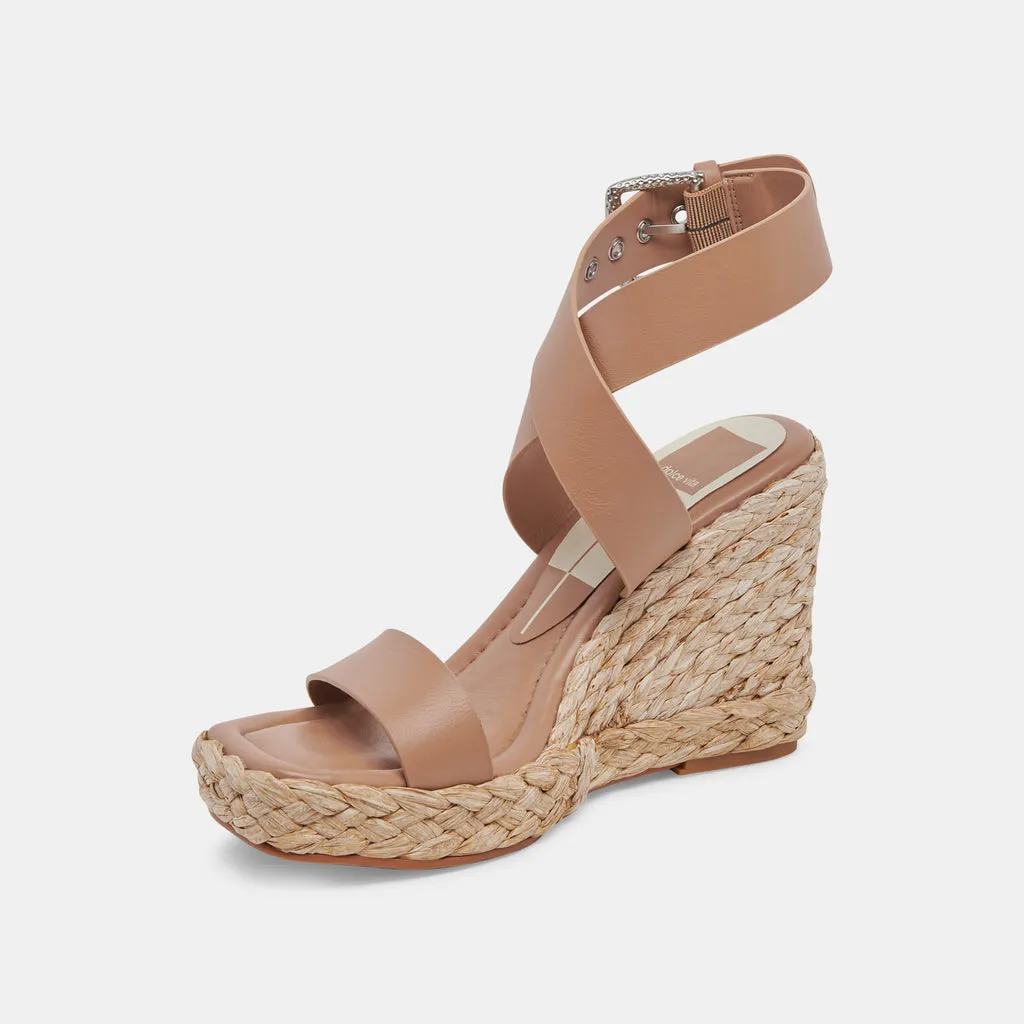 ALDONA Wedges Cafe Leather | Cafe Braided Raffia & Leather Sandals– Dolce Vita 6882427306050