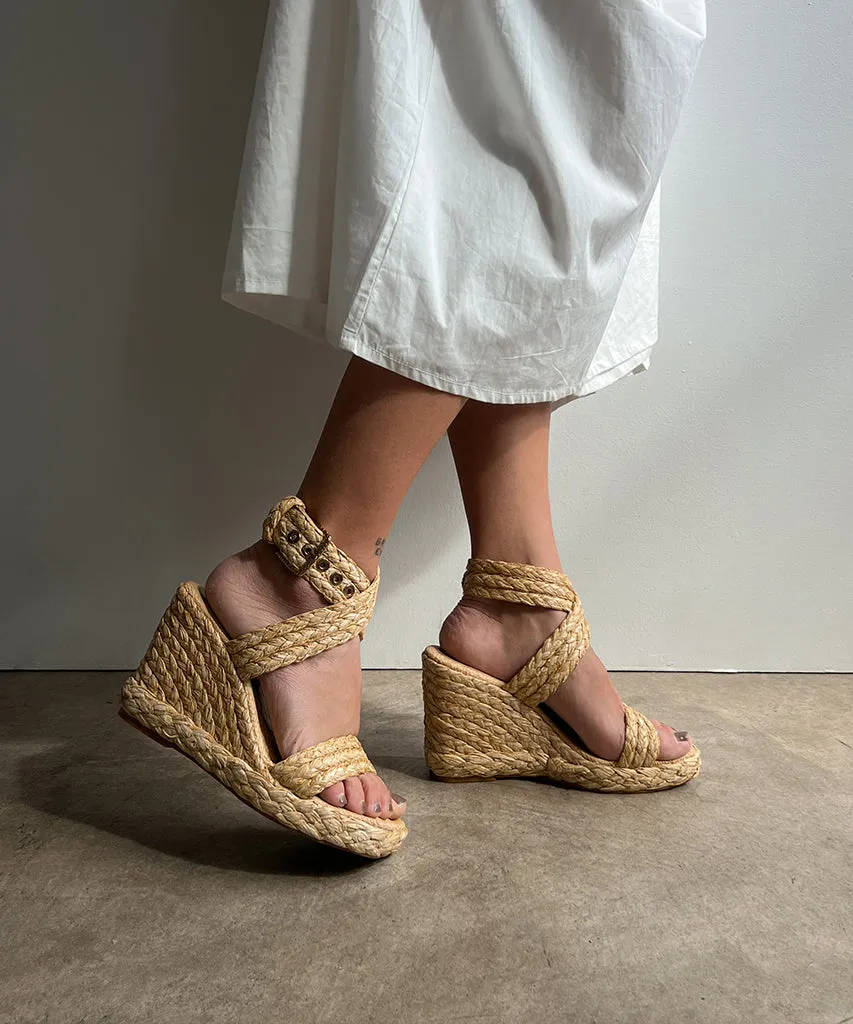 ALDONA Wedges Natural Leather | Natural Braided Raffia & Leather Sandals– Dolce Vita 6882427338818