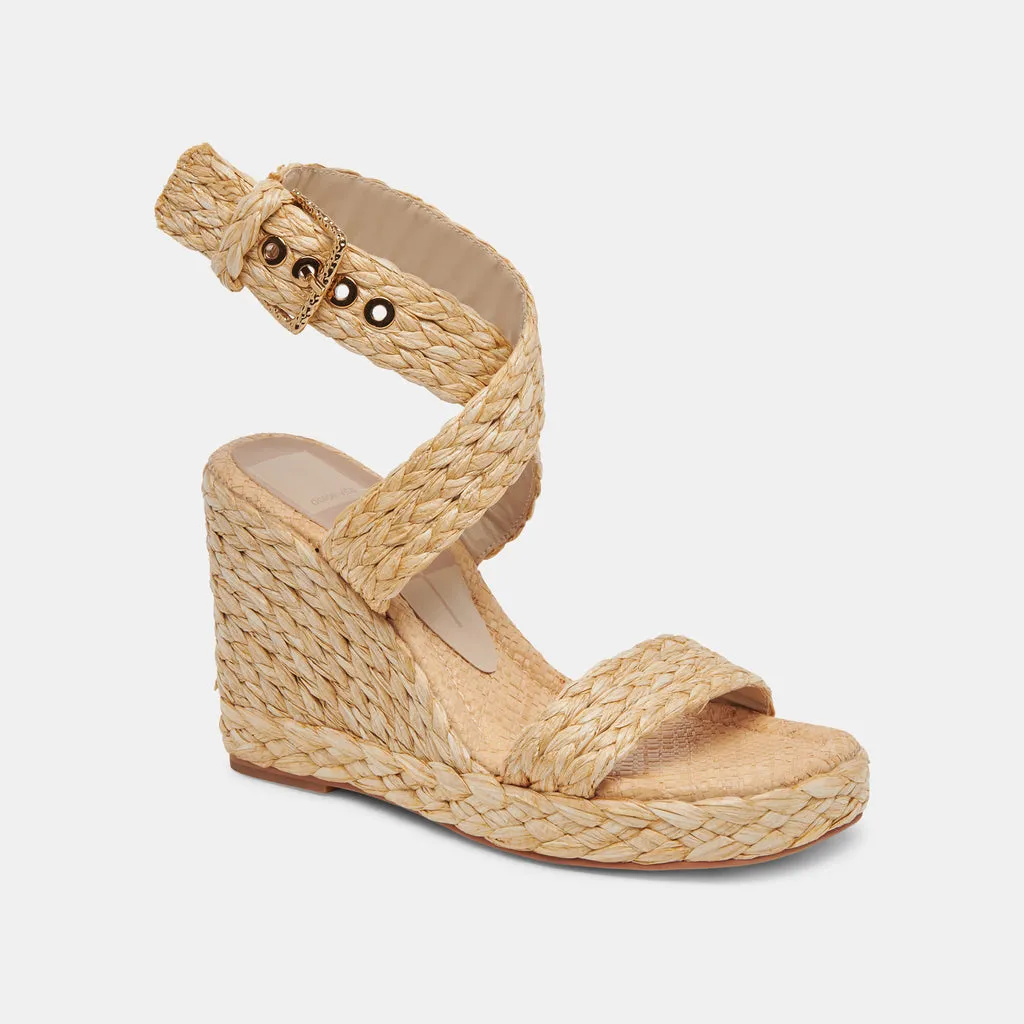 ALDONA Wedges Natural Leather | Natural Braided Raffia & Leather Sandals– Dolce Vita 6882427338818