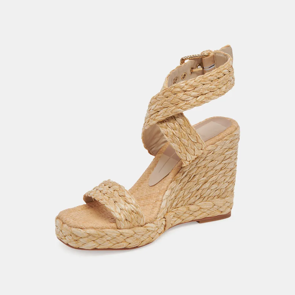 ALDONA Wedges Natural Leather | Natural Braided Raffia & Leather Sandals– Dolce Vita 6882427338818