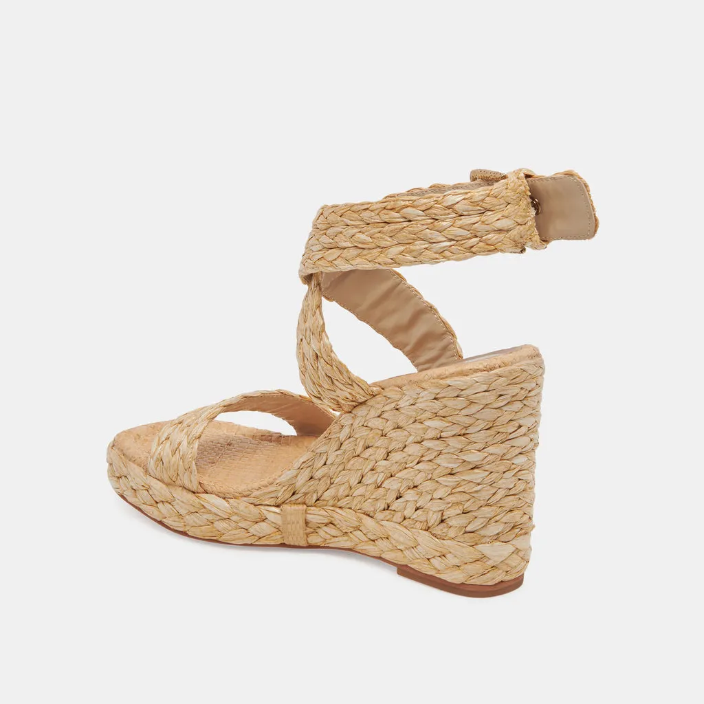 ALDONA Wedges Natural Leather | Natural Braided Raffia & Leather Sandals– Dolce Vita 6882427338818