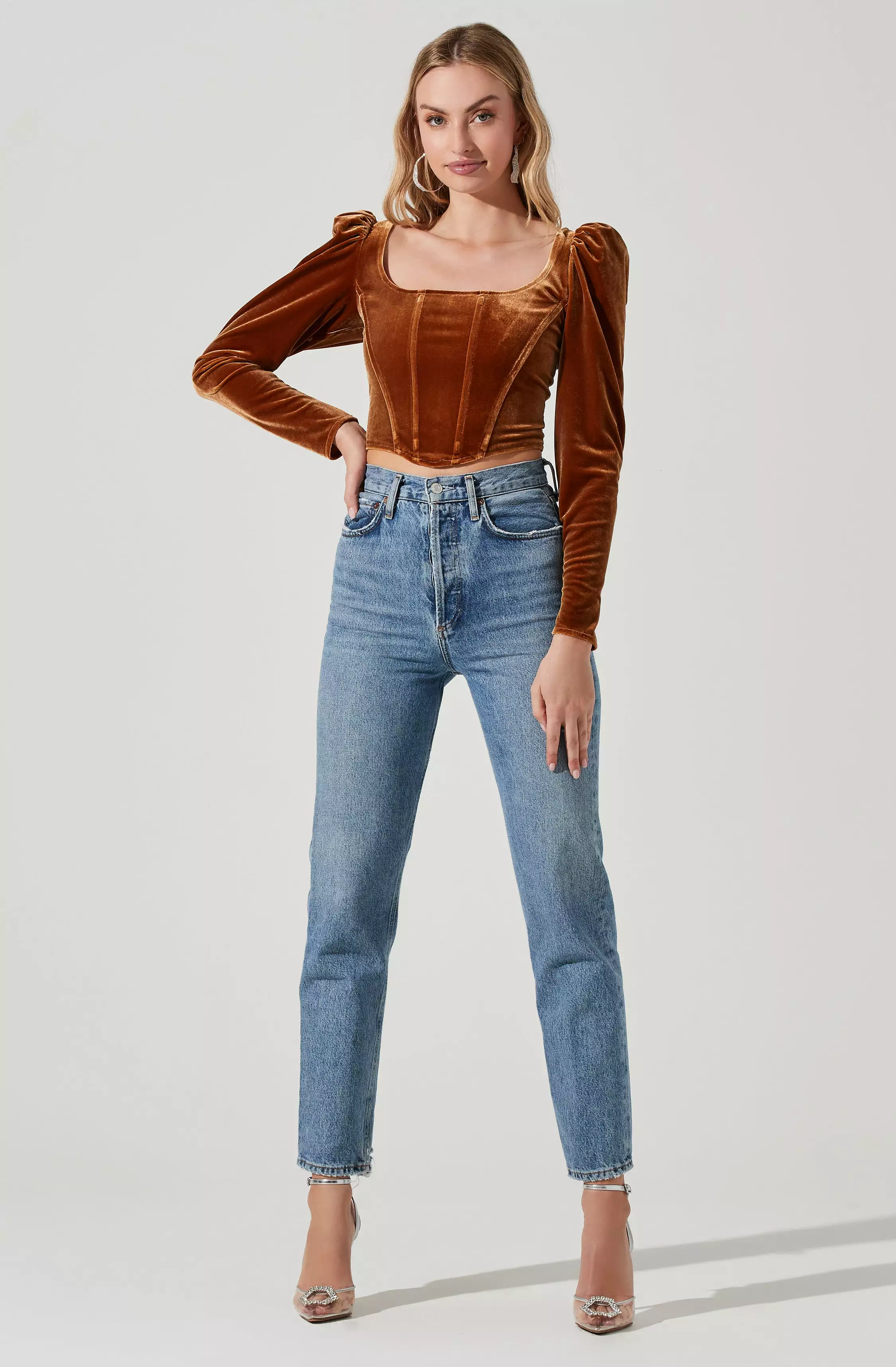 Ashbury Velvet Corset Long Sleeve Top