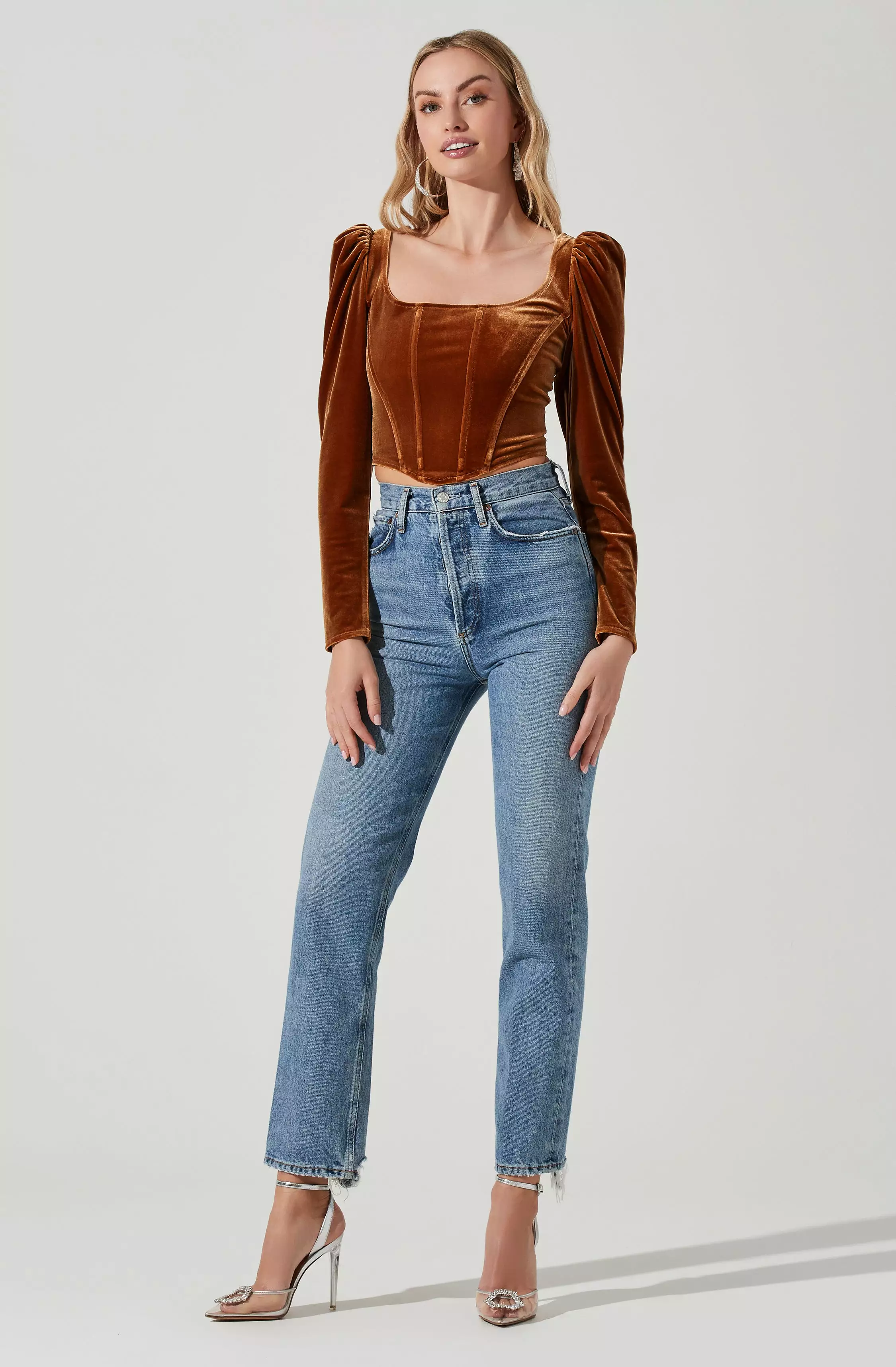 Ashbury Velvet Corset Long Sleeve Top