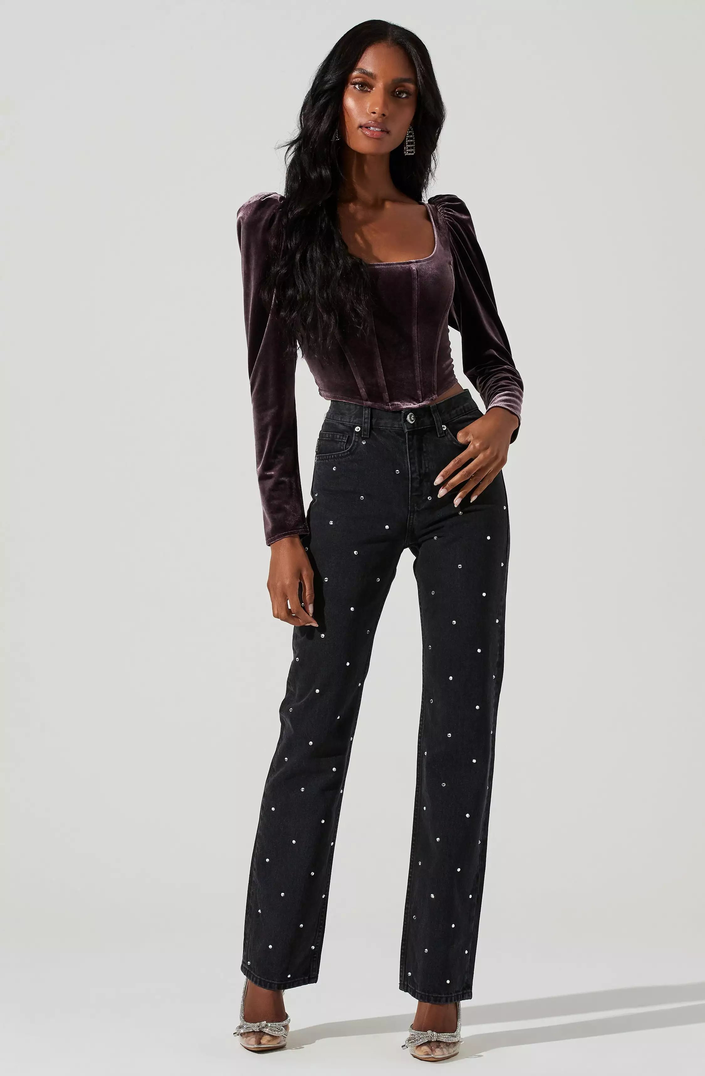 Ashbury Velvet Corset Long Sleeve Top