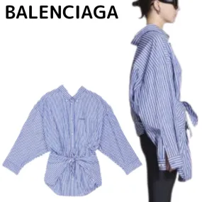 BALENCIAGA  |Stripes Casual Style Long Sleeves Cotton Shirts & Blouses