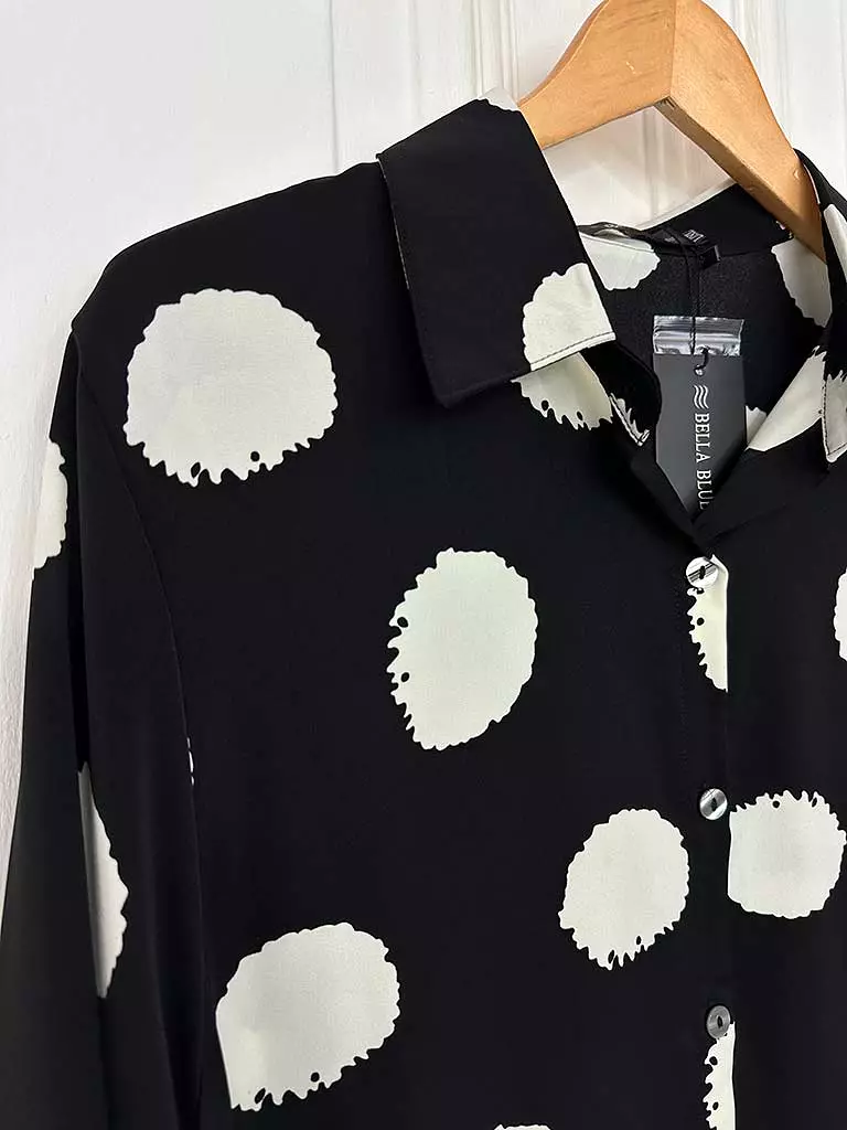 Bella Blue Spot Longline Shirt Tunic - Mono