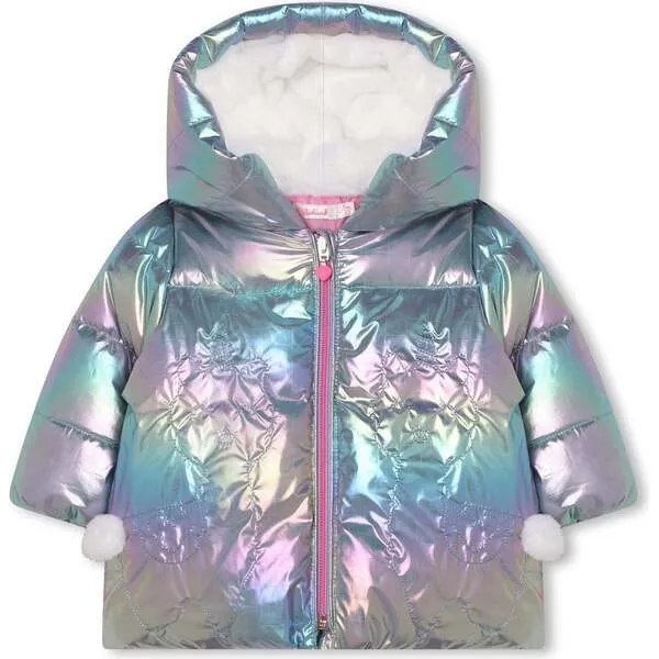 Billieblush Reflective Hooded Puffer Jacket, Multicolor