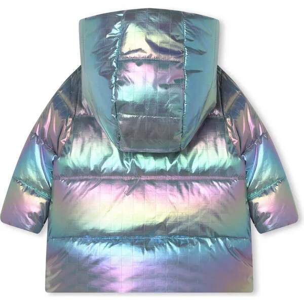 Billieblush Reflective Hooded Puffer Jacket, Multicolor