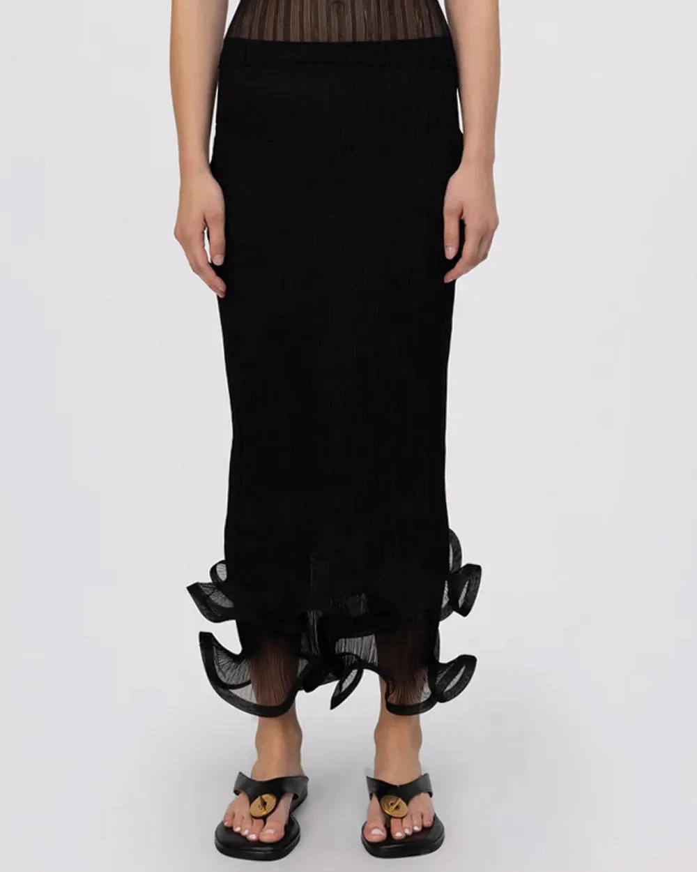 Black Kelso Midi Skirt