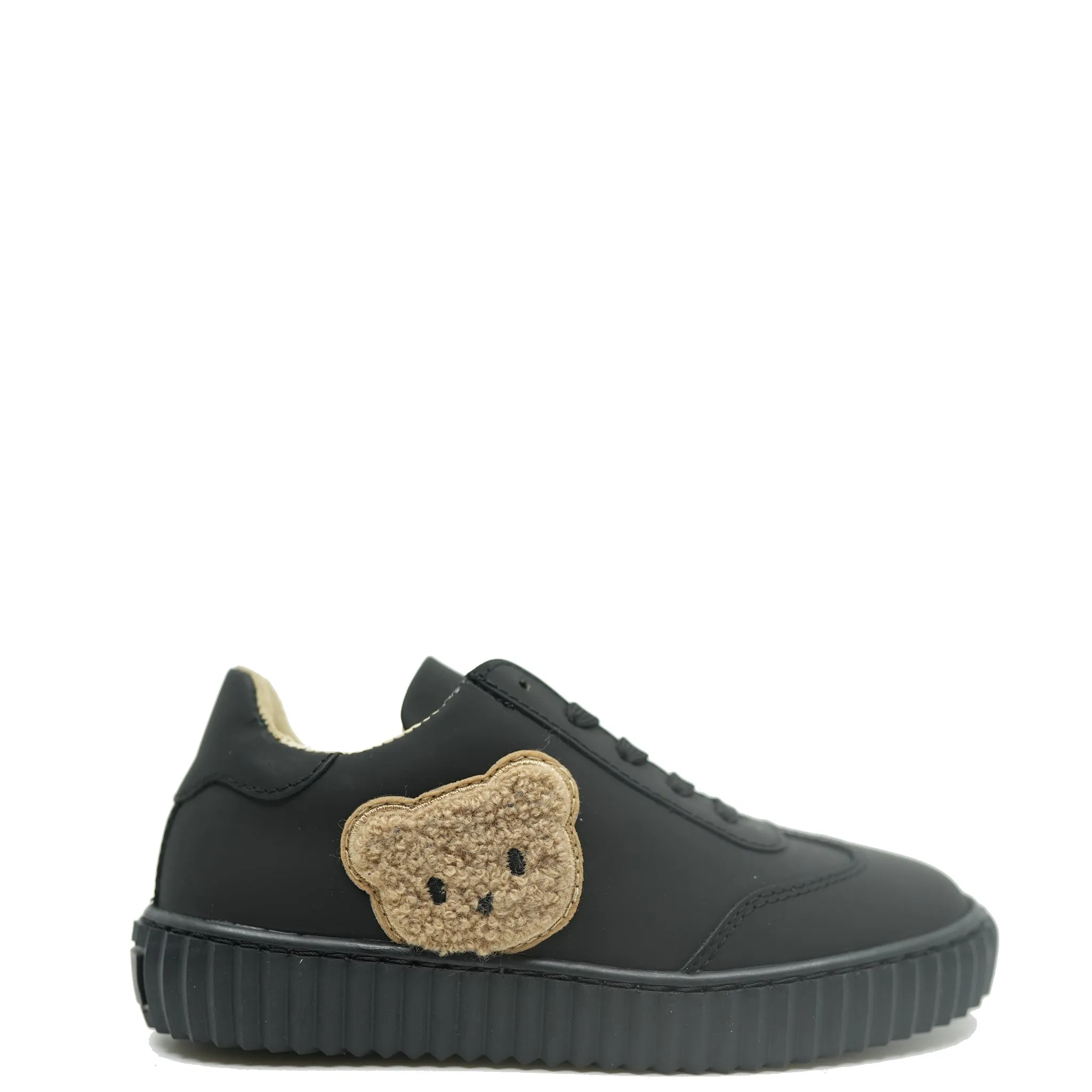 Blublonc Black Rubber Bear Face Zipper Sneaker