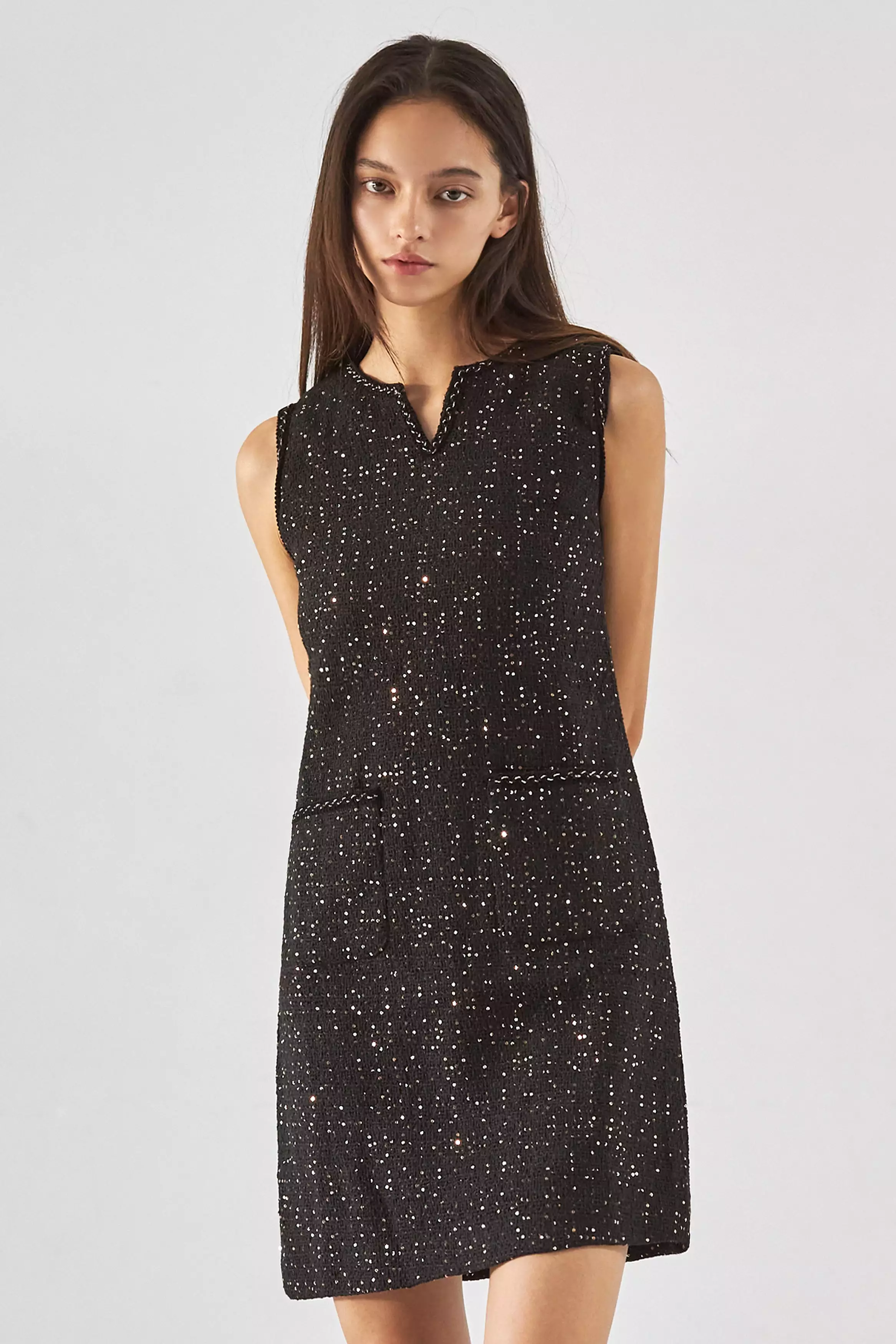 Care no more tweed dress in black