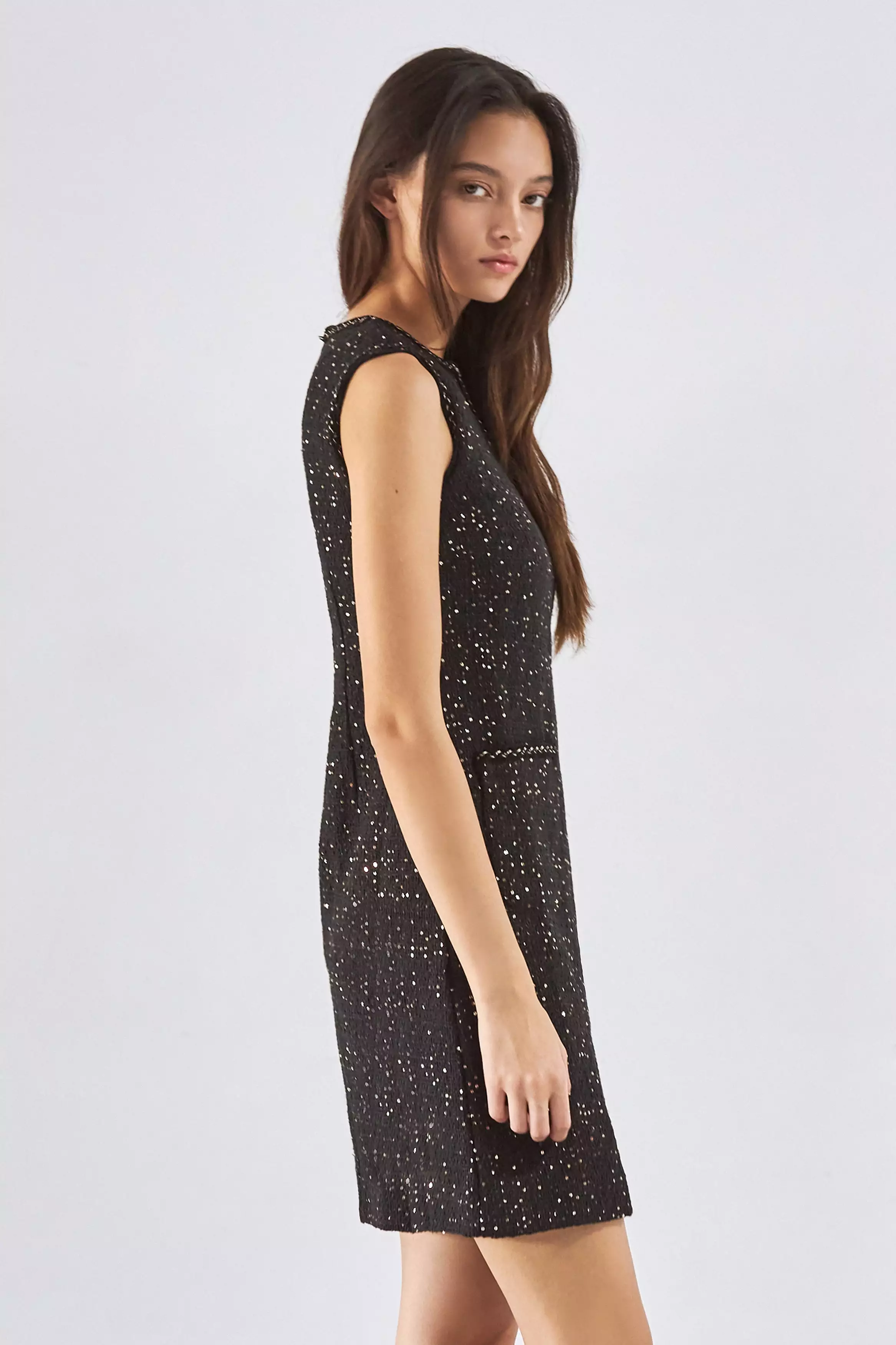 Care no more tweed dress in black