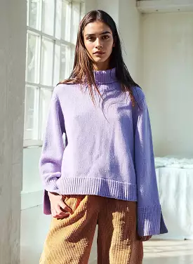 Cozy Cashmere Blend Turtleneck Sweater in Iris