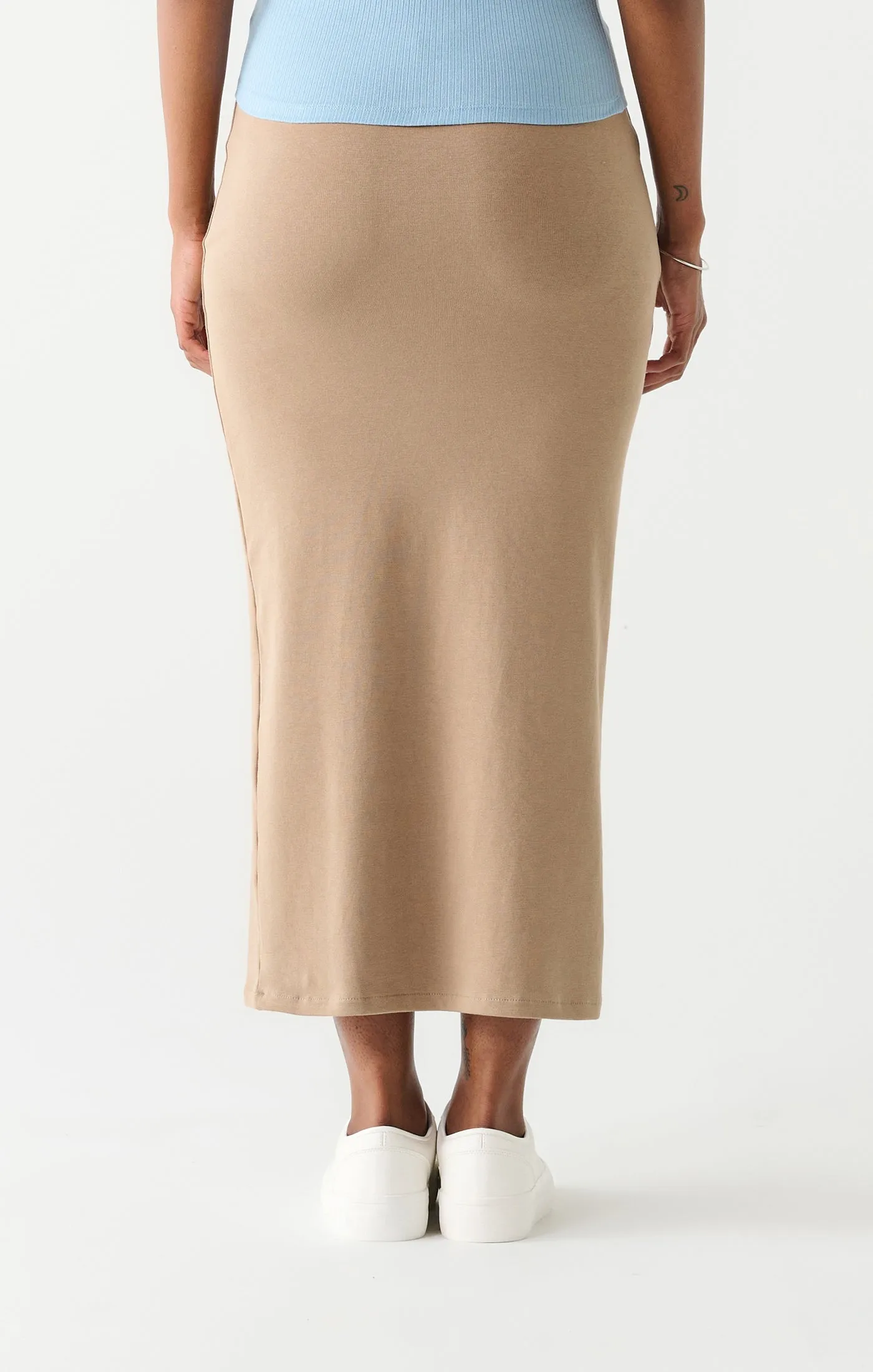 Dex Long Pencil Skirt In Mocha