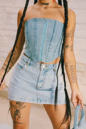 Distressed Denim Mini Skirt