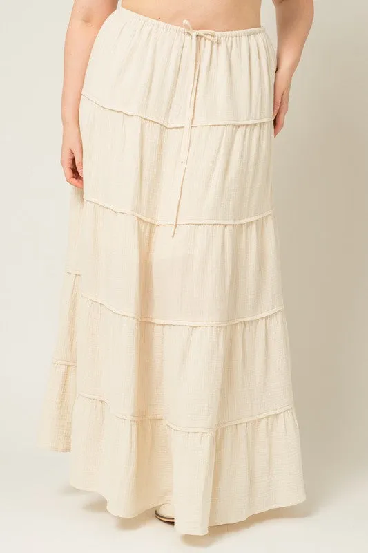 FINAL SALE. -Cream Tiered Skirt