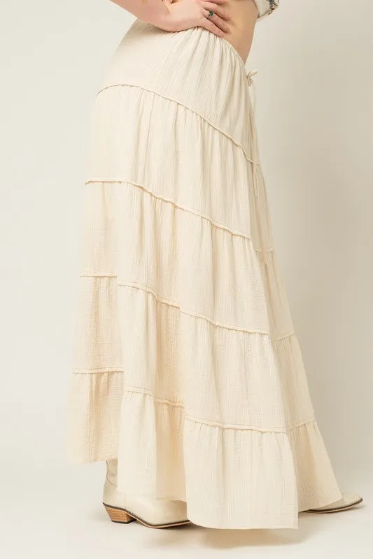 FINAL SALE. -Cream Tiered Skirt