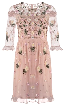 Floral Embroidered Pink Dress