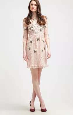 Floral Embroidered Pink Dress