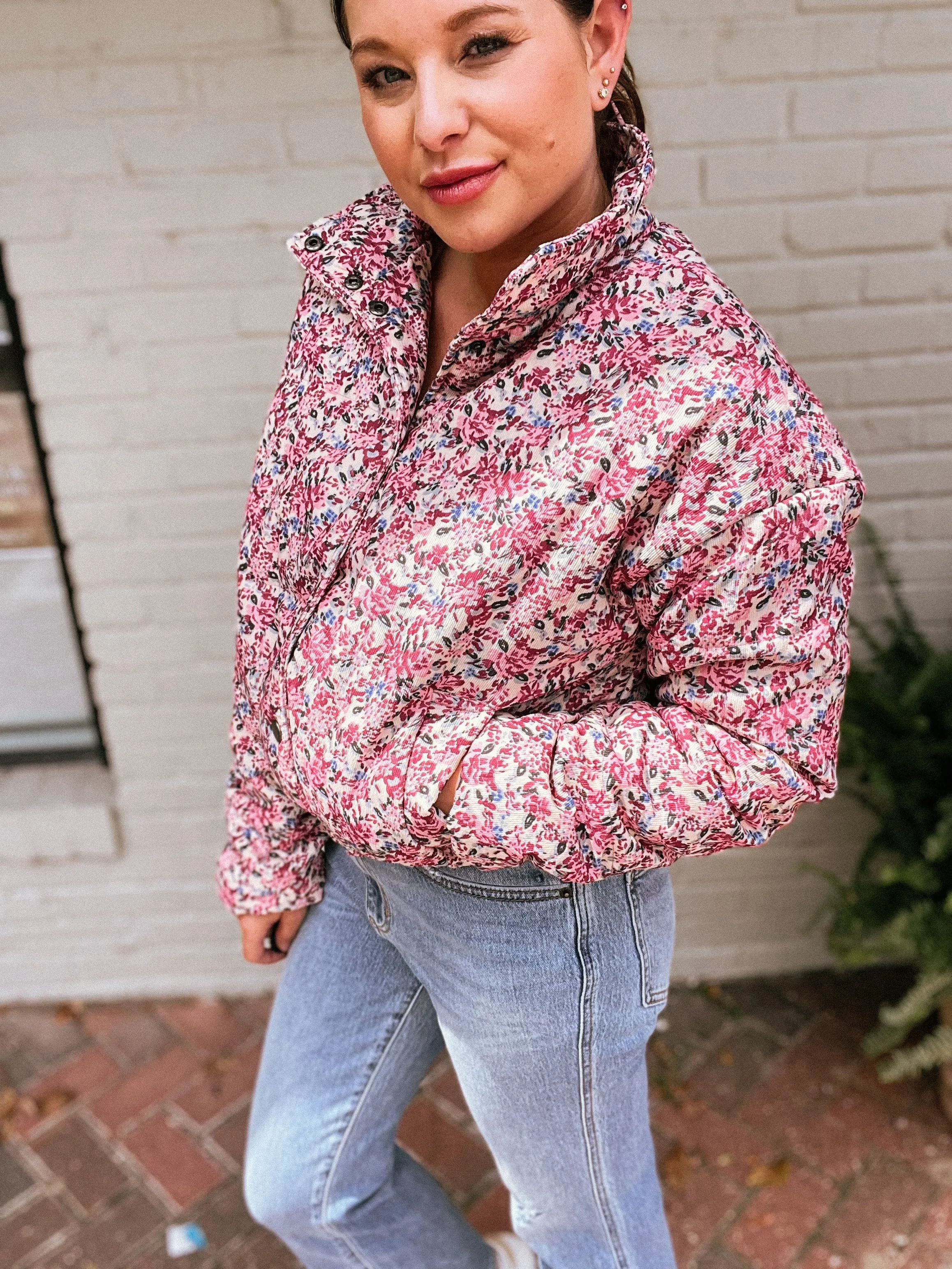 Floral Print Puffer Jacket