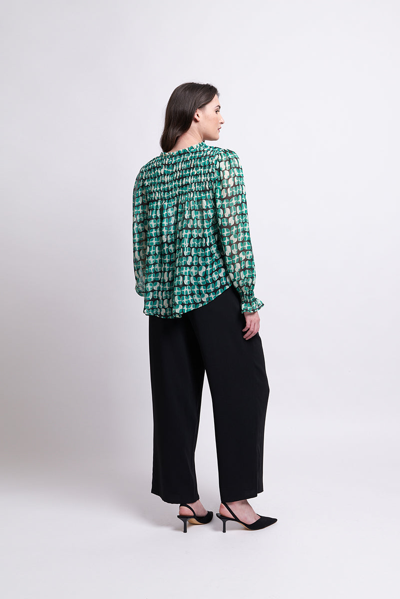 Foil  - Shirr It Around Blouse - Lava Green