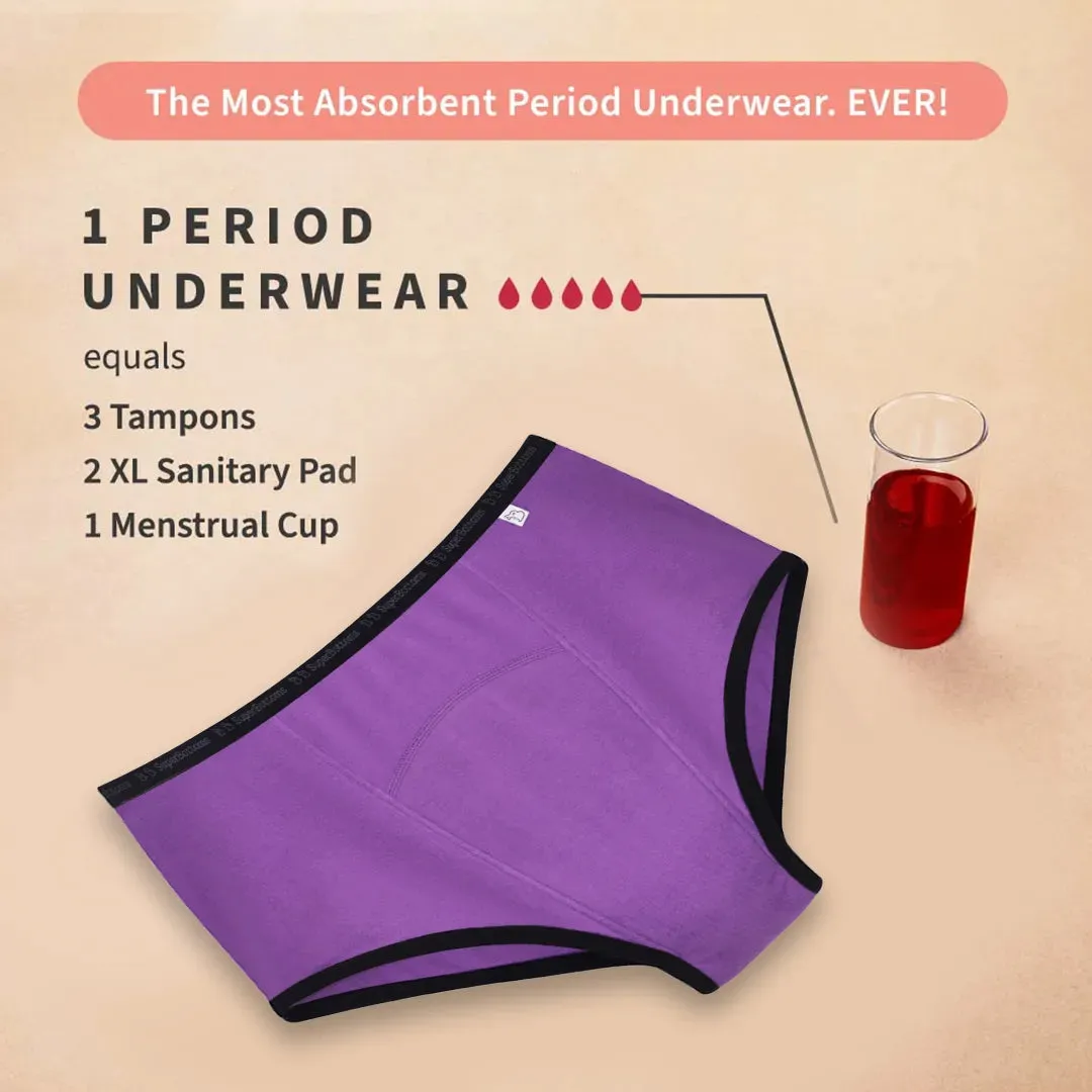 Free Waterproof Travel Bag with Pack of 3 MaxAbsorb Period Underwear (Lilac)