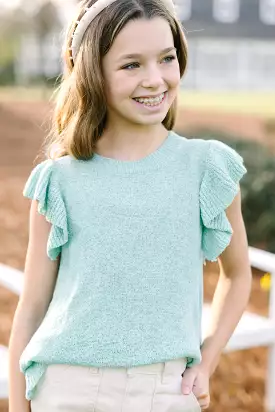 Girls: Certain Joy Mint Green Knit Top