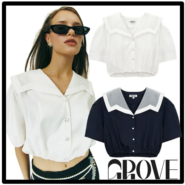 GROVE  |Unisex Street Style Logo Shirts & Blouses