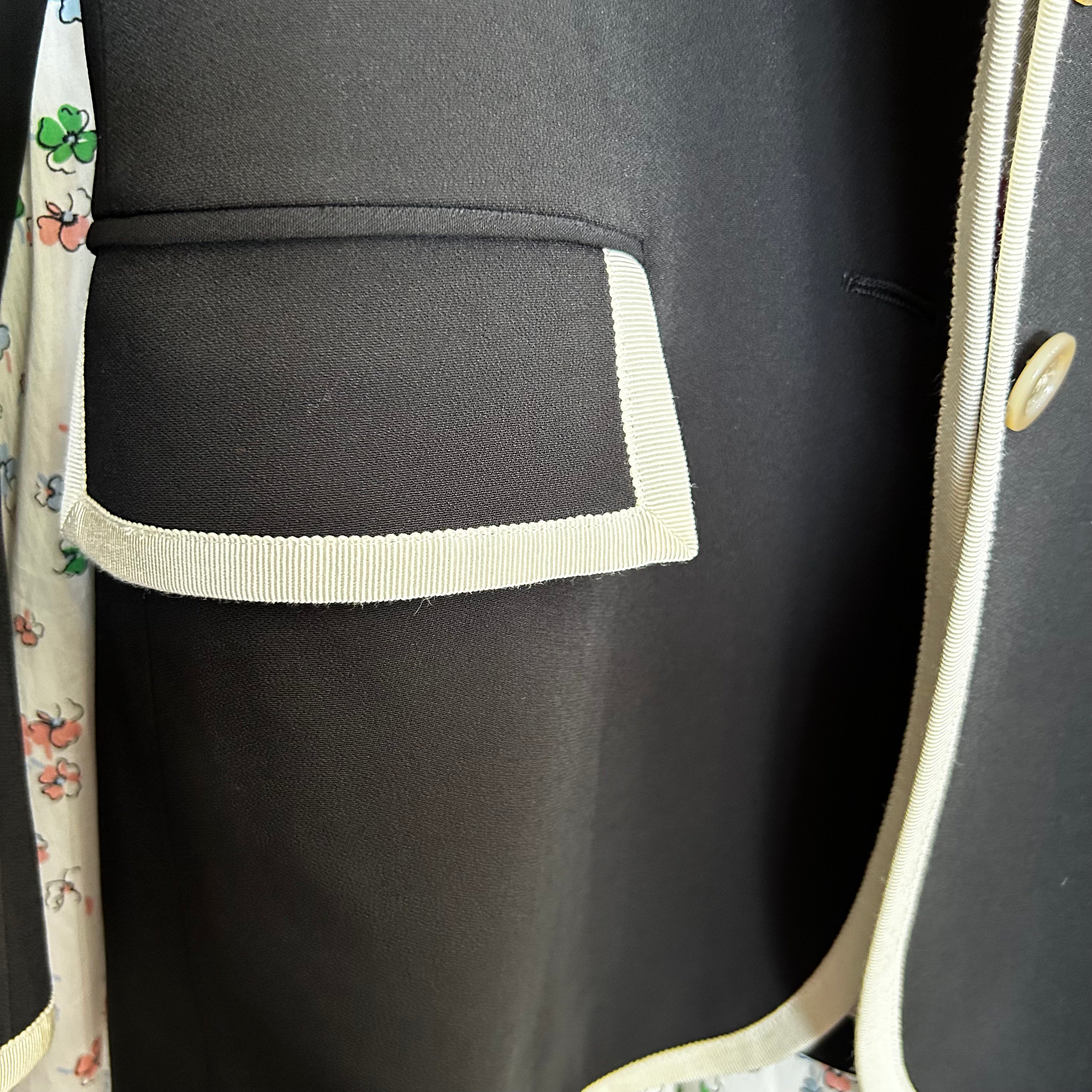 Gucci Black Crepe & Ivory Grossgrain Cady Jacket XS