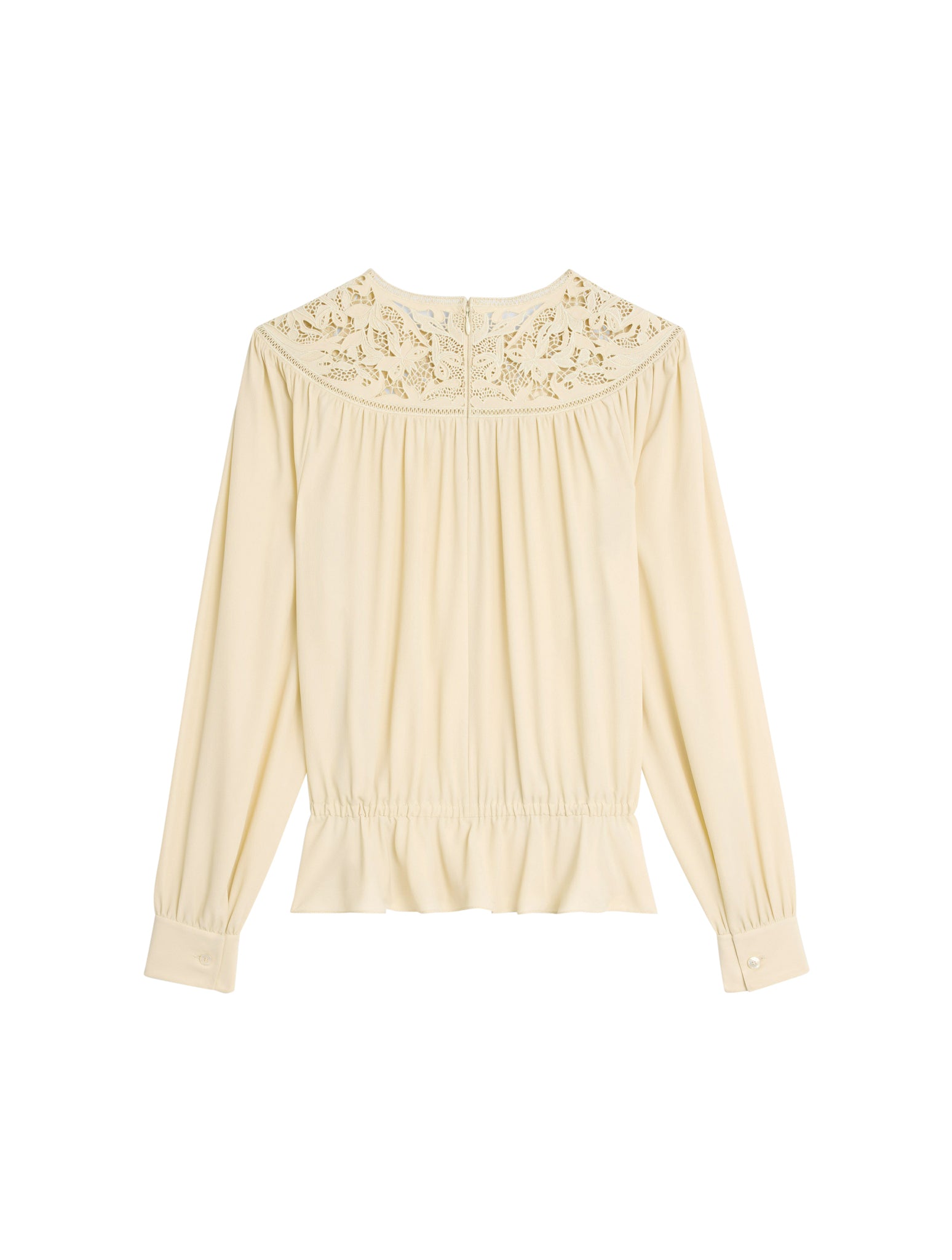 GUIPURE BLOUSE IN SILK CREPE AND VANILLA ACETATE