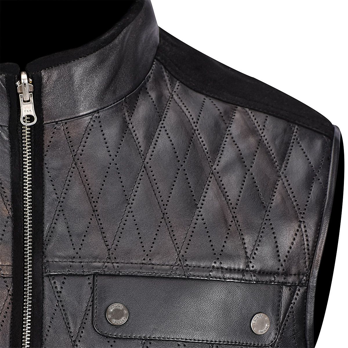 H302BOB- Cuadra black casual fashion reversible lambskin leather vest for men