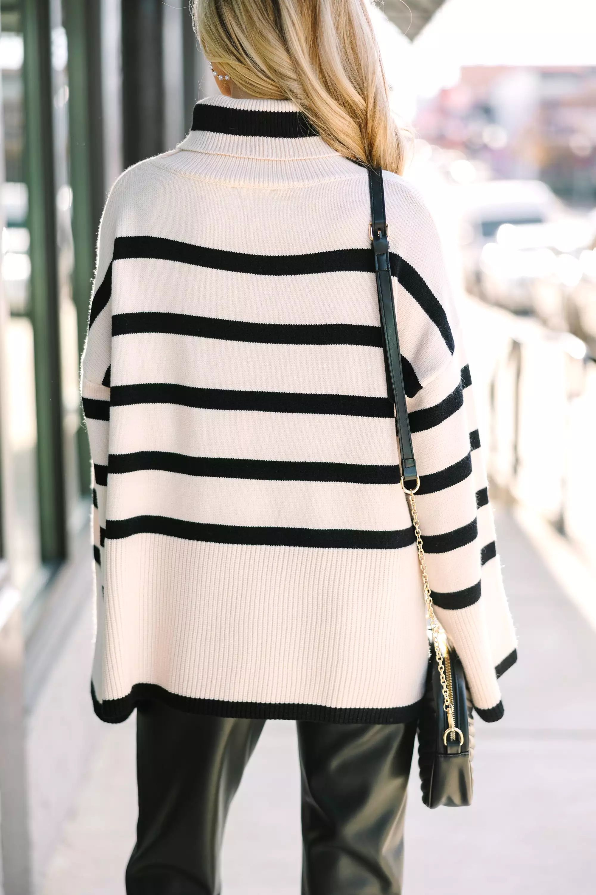 Have Your Fun Natural Striped Turtleneck Sweater