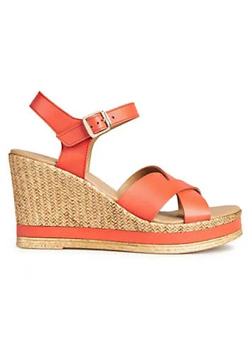 Kaleidoscope Cherry Tomato Italian Leather Wedges | Grattan