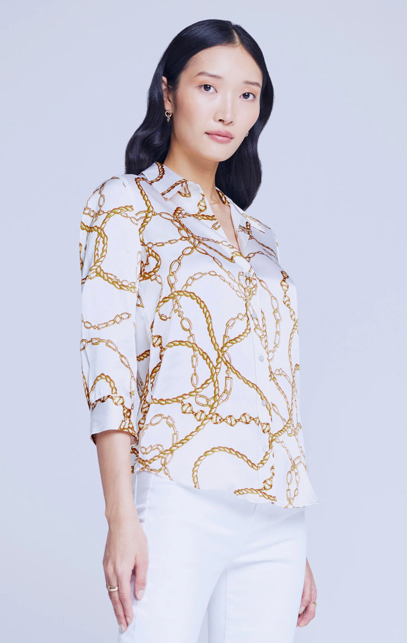 L’agence - Dani Blouse - White Multi Rope Chain