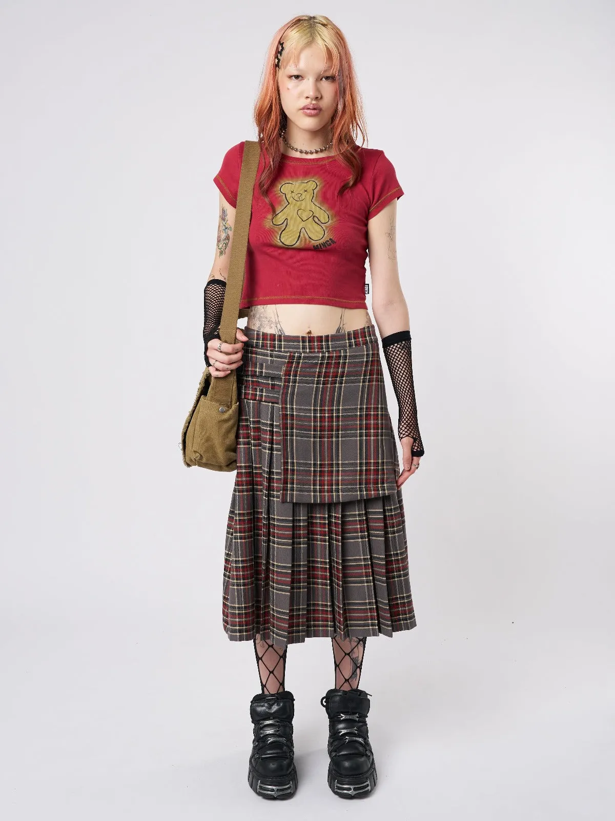 Laurie Pleated Tartan Midi Skirt