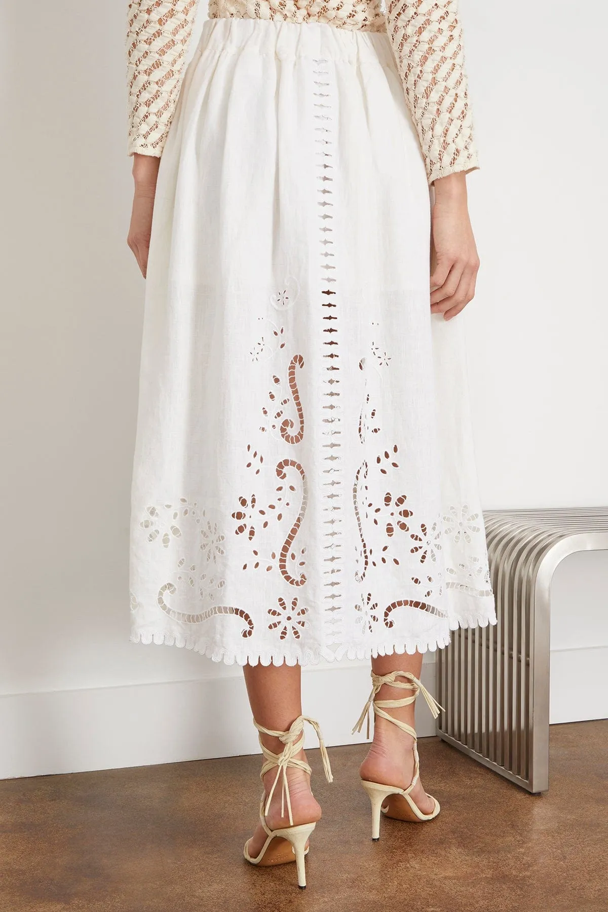 Liat Embroidery Skirt in White