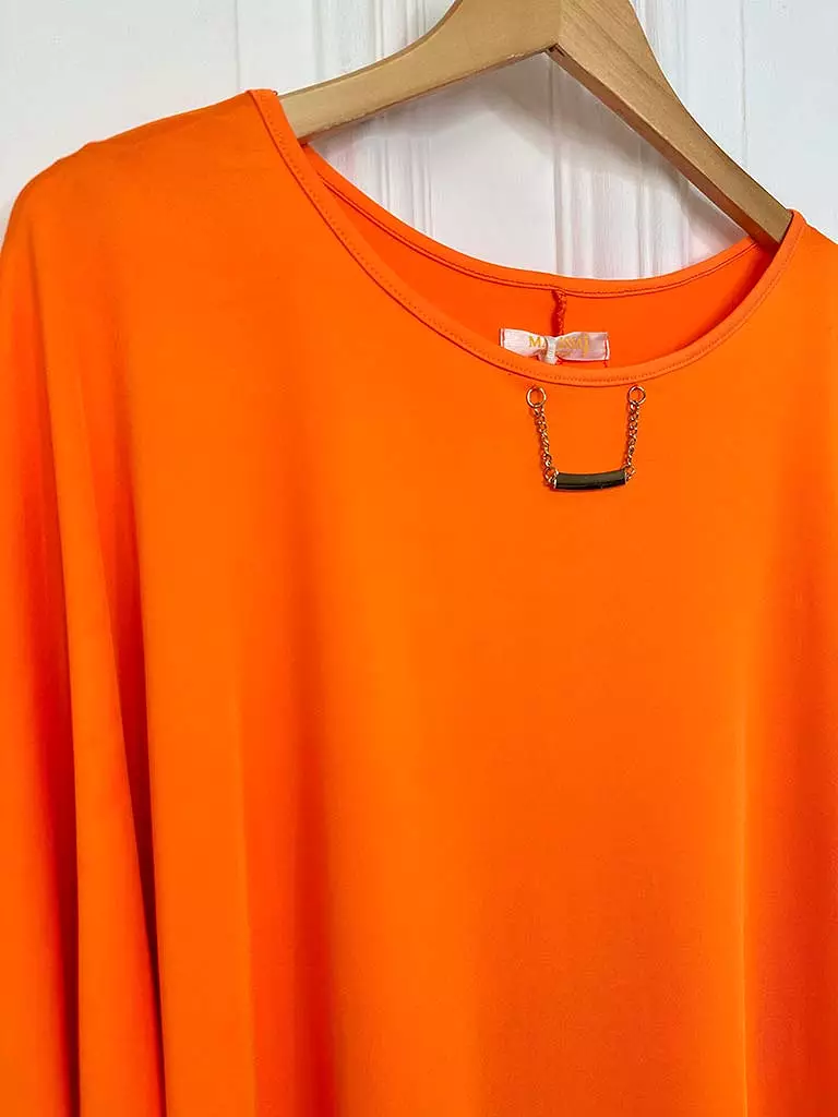 Malissa J Chain Detail Batwing Tunic - Orange