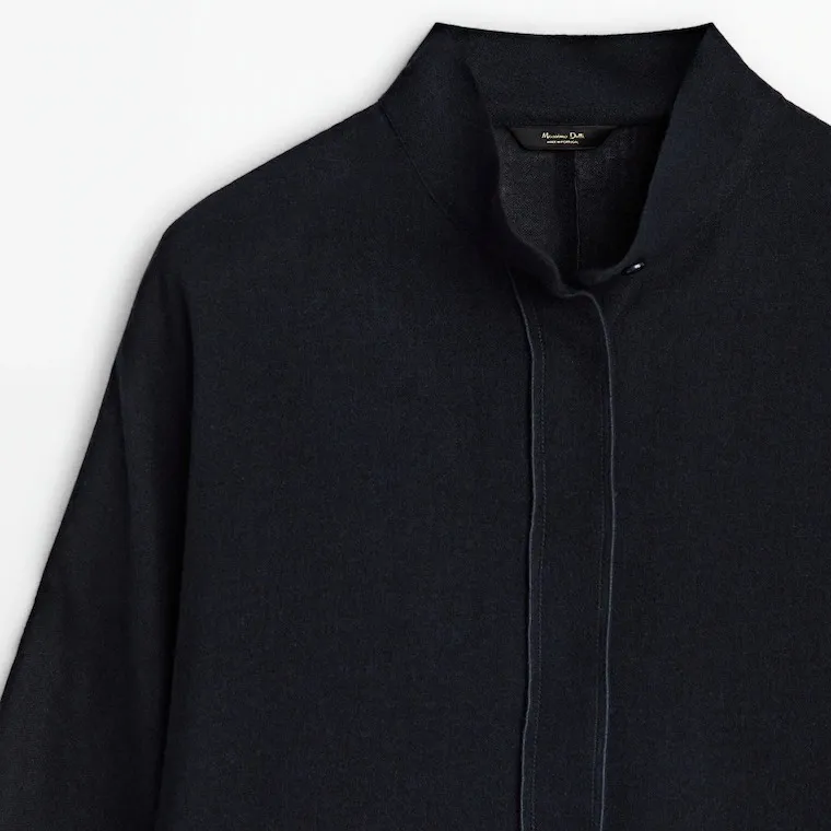 Massimo Dutti  |Navy blue high neck shirt