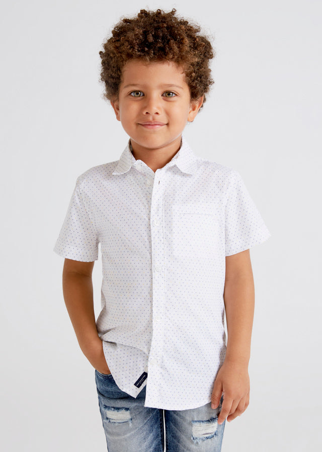 Mayoral Mini S/S Dress Shirt w/Micro Print_ White 3118-10