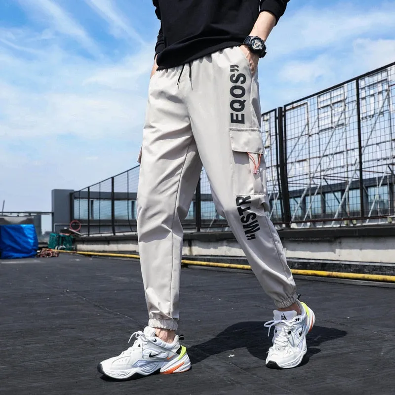 Men's Autumn Safari Style Polyester Mid-Waist Casual Military Cargo Pants