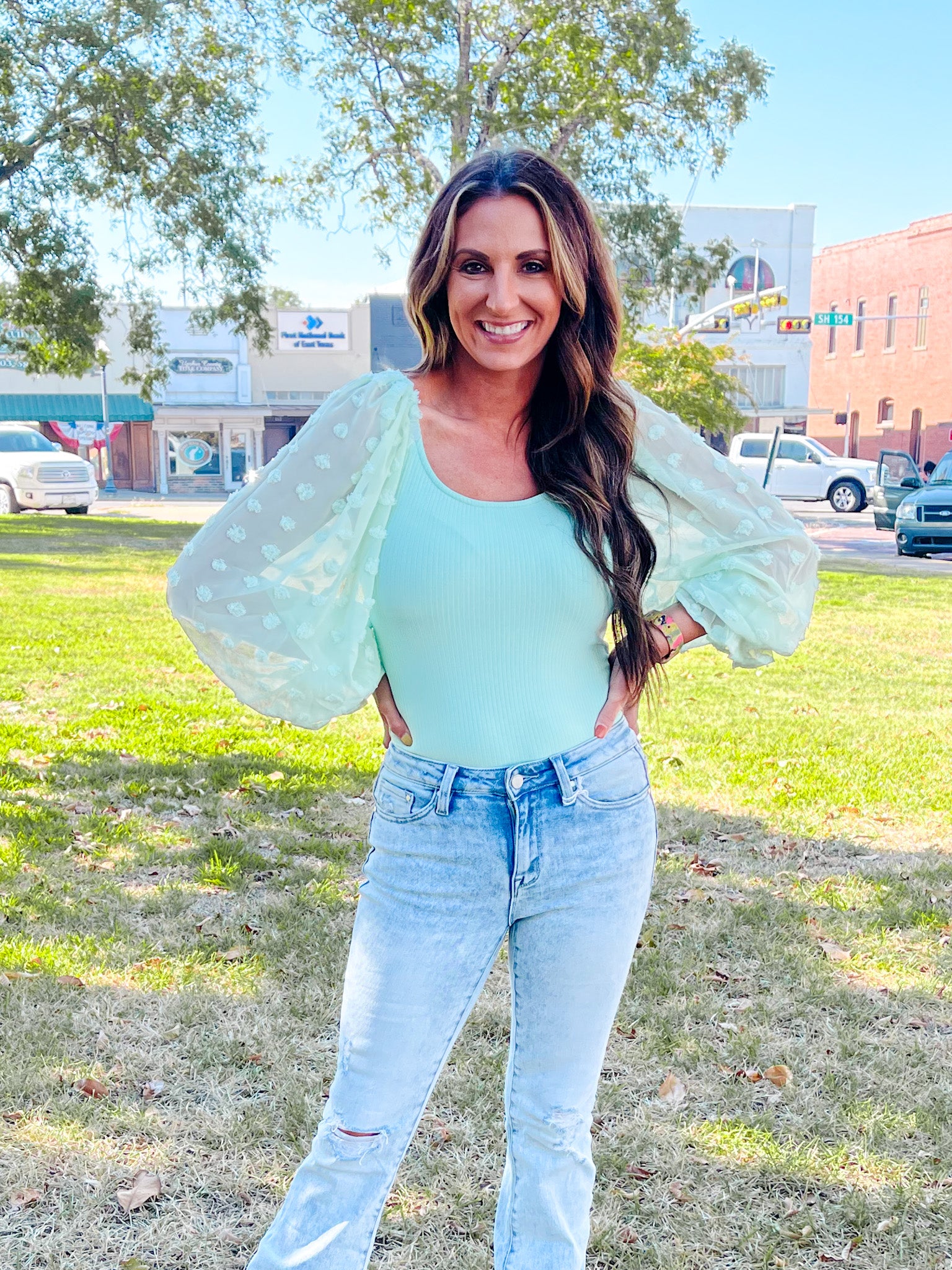 Mint Puff Sleeve Bodysuit