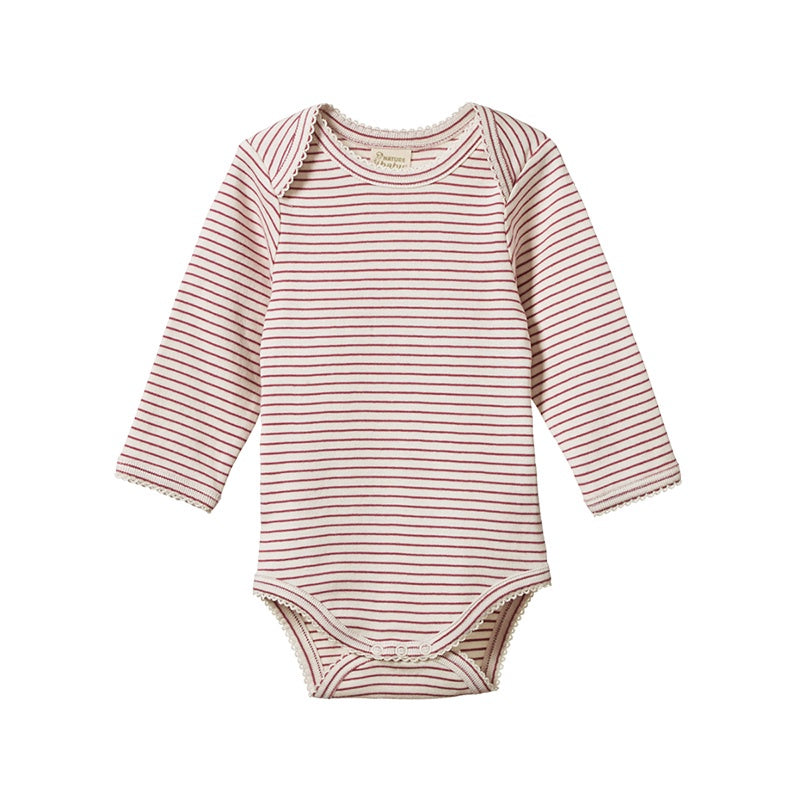 Nature Baby LS Bodysuit - Rhubarb Pinstripe