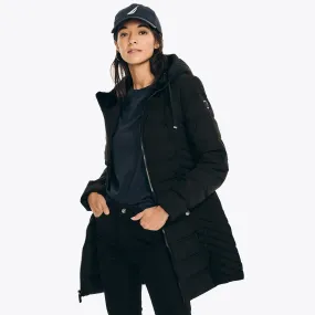 Nautica Women's Puffer Jacket With Hood True Black