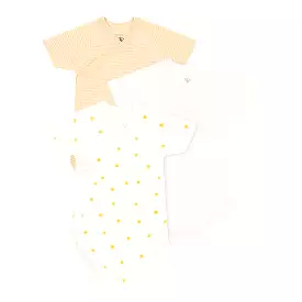 Petit Bateau Short Sleeve Crossover Bodysuit Onesie - Yellow White