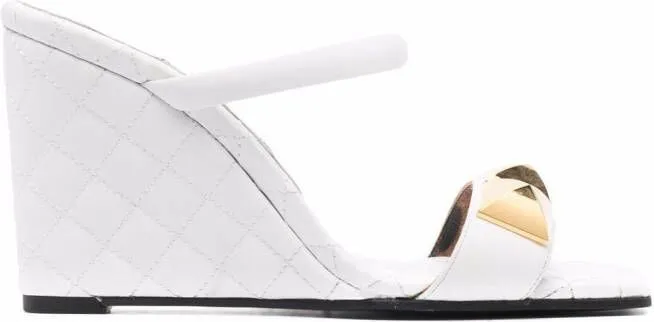 Philipp Plein Matelasse leather wedges White