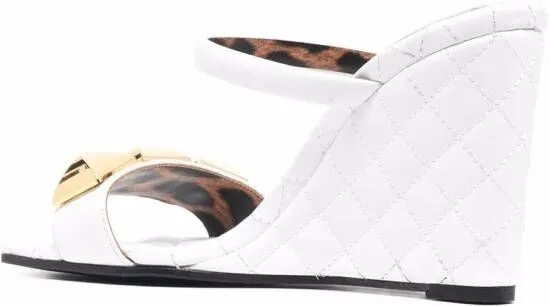 Philipp Plein Matelasse leather wedges White